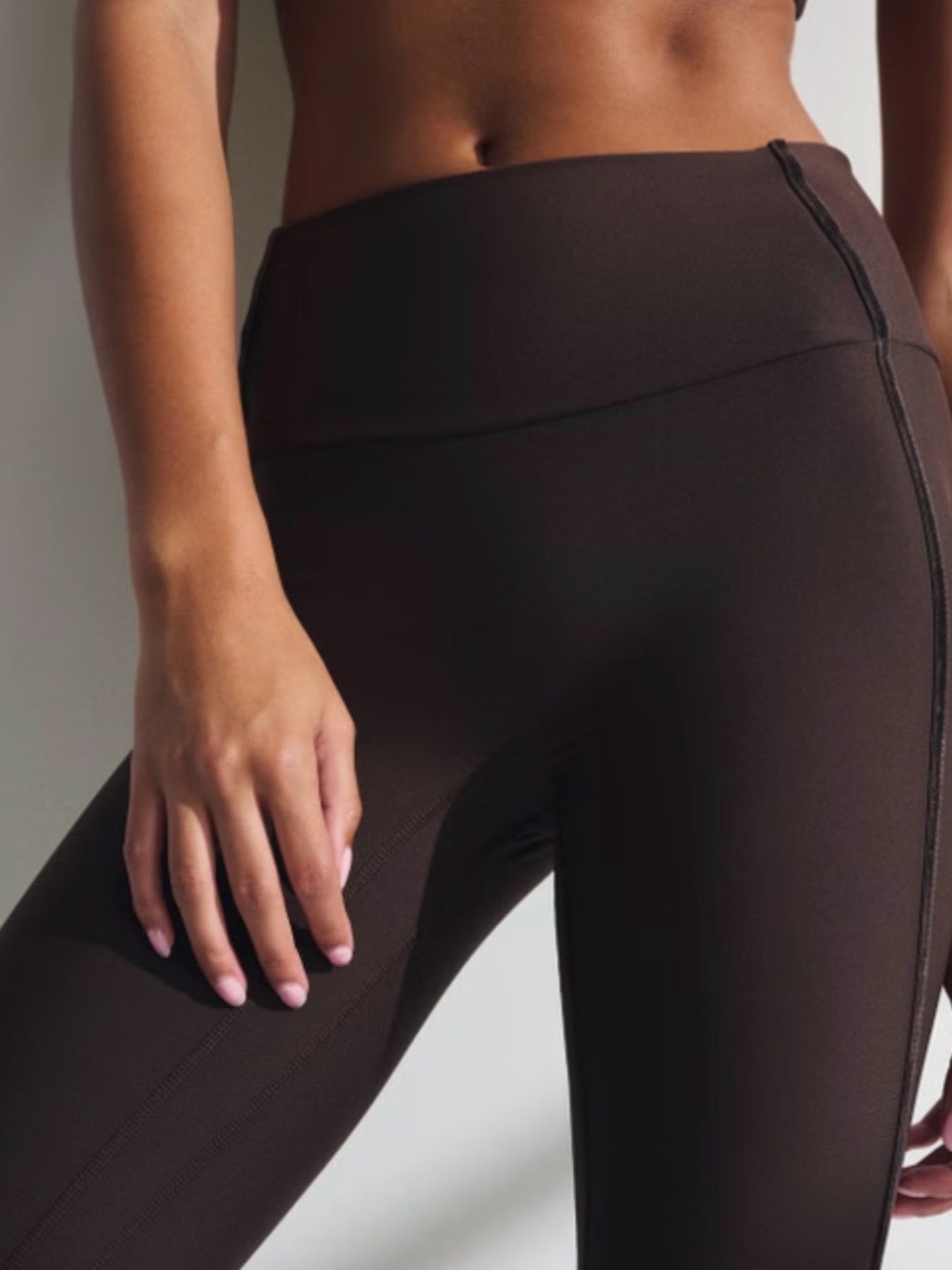 Abercrombie SculptLUX 7/8 Leggings Coffee with Velvet Strip S YPB